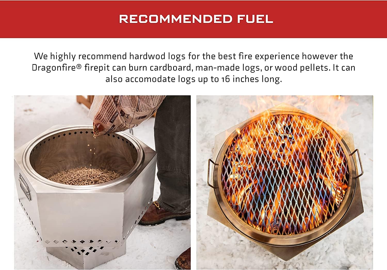 Dragonfire Portable Smokeless Firepit, Accessories Included: Grill, Base Stand, Carrying Case. Wood Pellet/Log Burning Outdoor Fire Pit. Stainless Steel, 22 Inch, Nesting Base for Compact Storage.