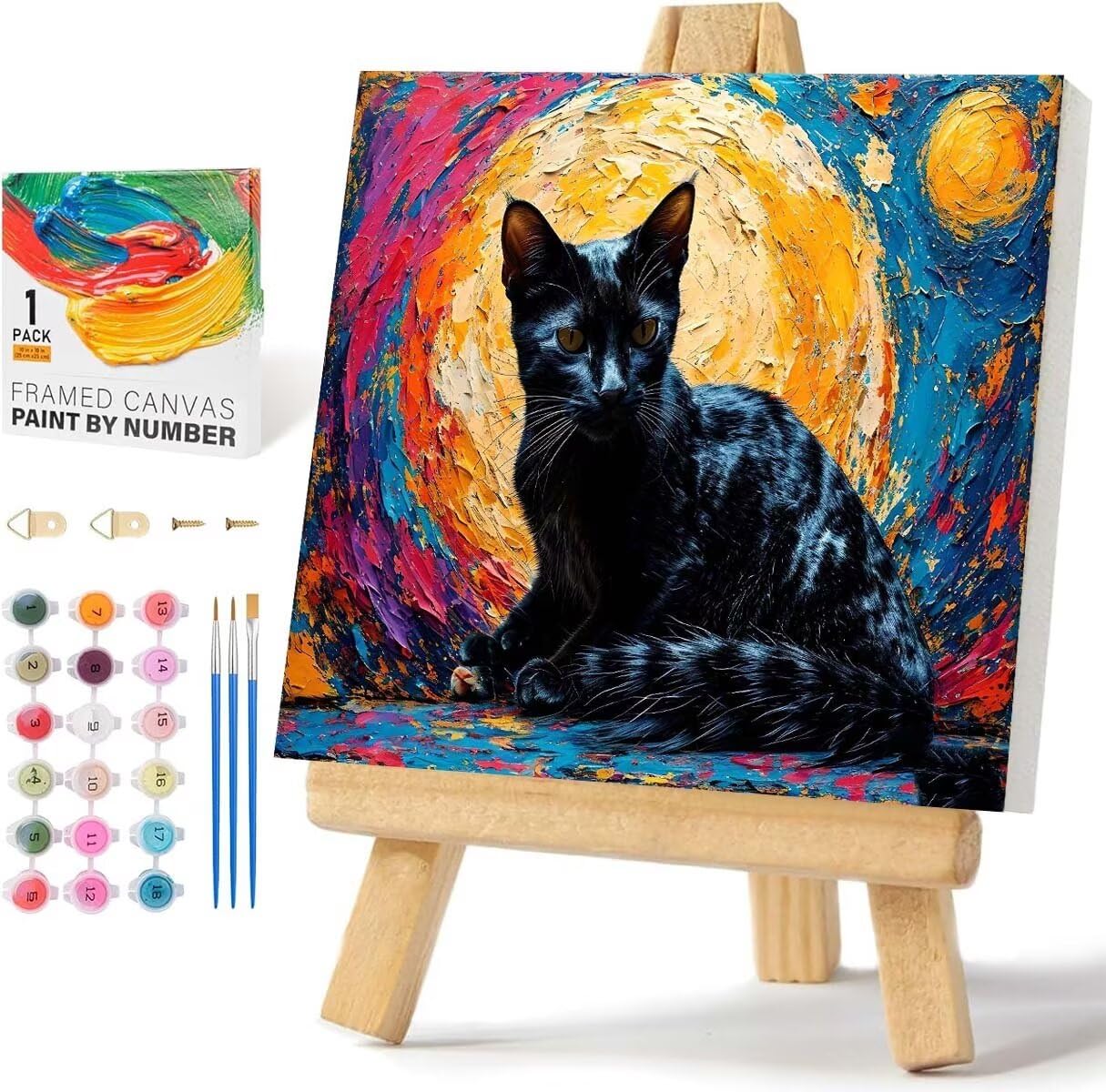 Amazon.co.jp: 抽象的な猫 ペイントバイナンバー 大人子供用 DIY番号