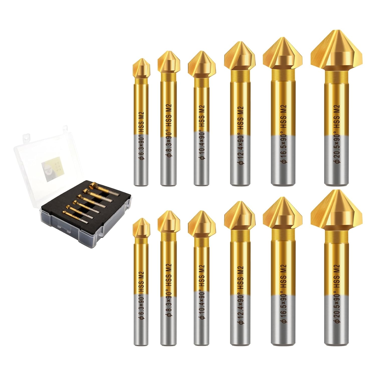 TiAlN Countersink Drill Bit Set, DARTOTEK Titanium Aluminum Nitride Coated with Quick Change Hex Shank, M35 HSS Chamfering Drilling for Stainless Steel Iron Aluminum Copper Metal Wood