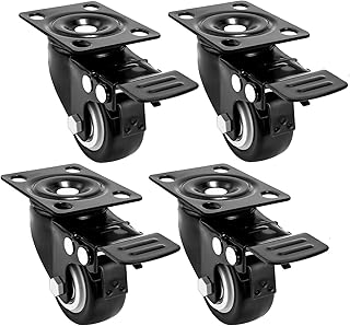 2" Swivel Caster Wheels，Heavy Duty - 150 Lbs Per Caster (Pack of 4)，Locking Casters with 360 Degree，Safety Dual Locking and Polyurethane Foam No Noise Wheels