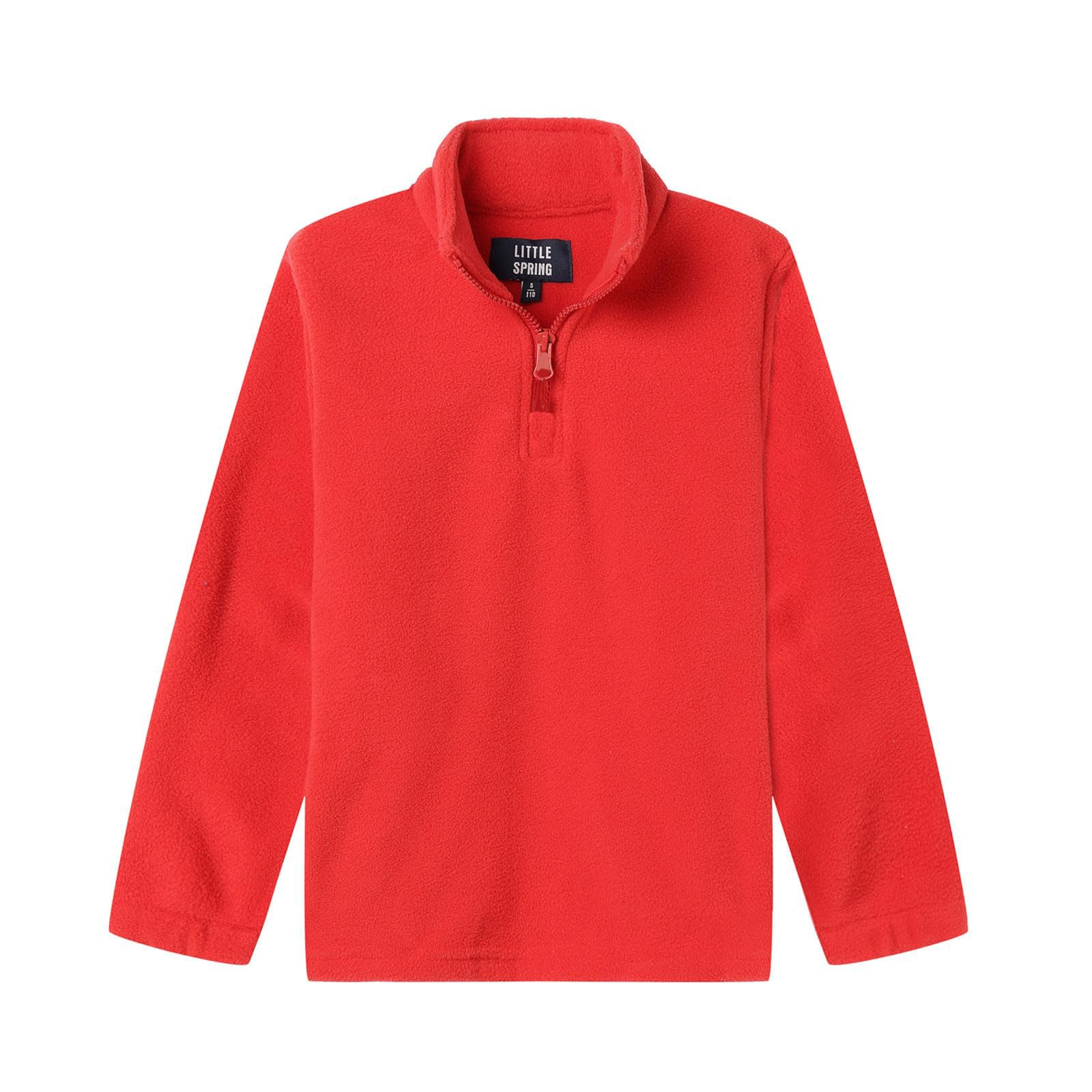 LittleSpring Kids Neutral Polar Fleece Jackets Quarter-Zip Pullover with Elastic Cuffs