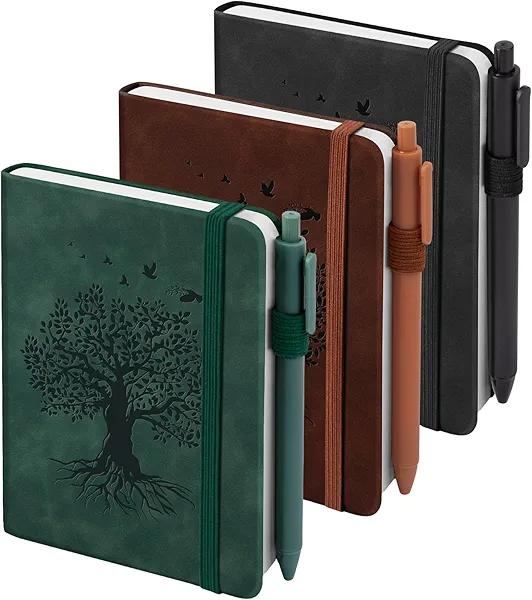 3 Pack Pocket Journaling Notebooks, A6 Small Notebook For Note Taking Journaling Notebooks Journals For Writing Mini Note Pads With Pen Holder 120 Pages 100 GSM Thick Paper