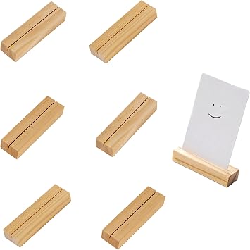 6 Pcs Wood Place Card Holders, Wooden Table Number Stands, Wooden Picture Holders Stands for Acrylic Signs, Wedding/Ceremony/Home/Party/Decoration Holders