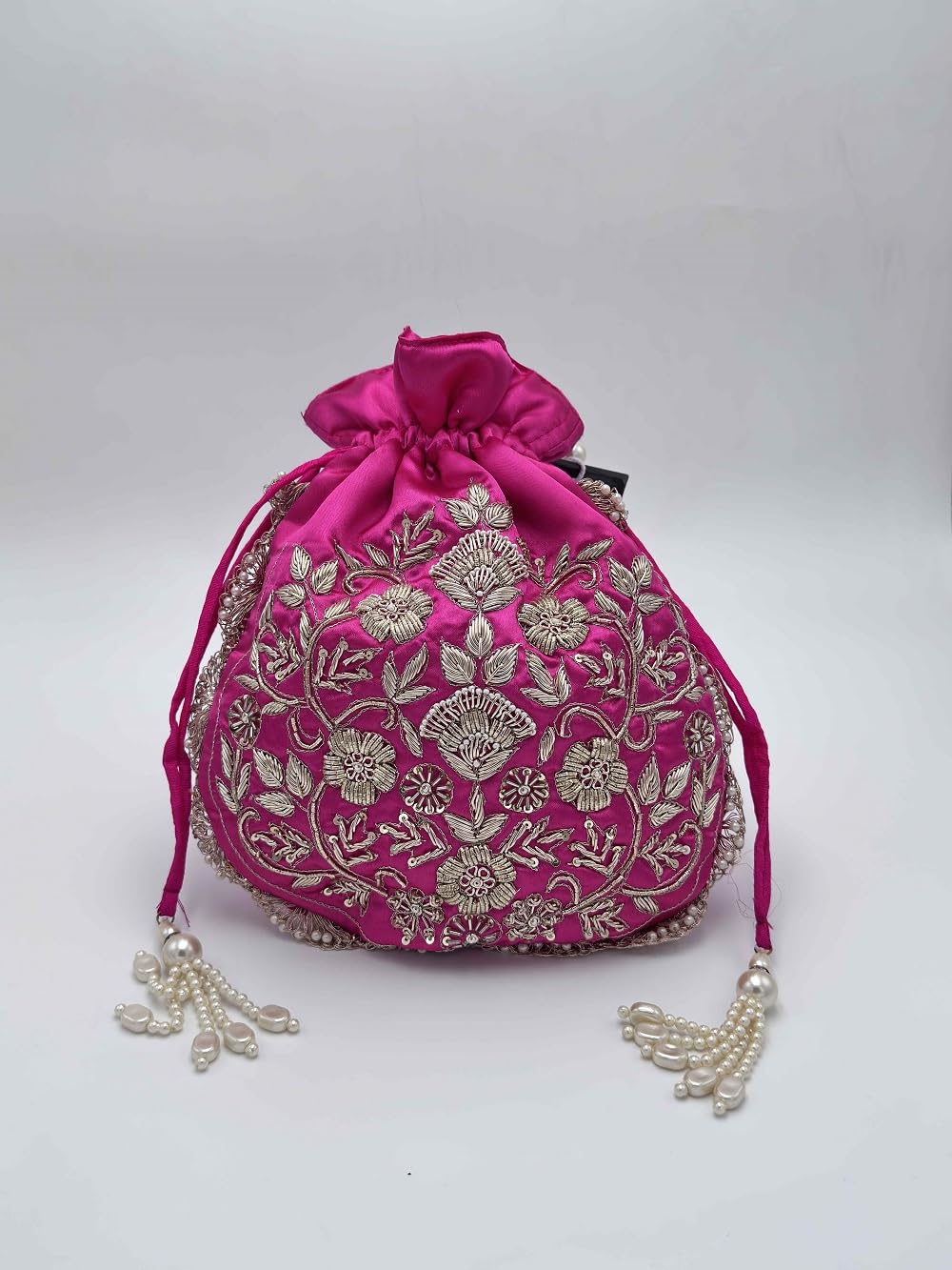Amayra Luxe Potli Desinger Bags | Jute Handbags for women | Embroidered Women Potli | Ladies Shagun Pouches for Festive Seasons | Batwa Bag | Bridal Purse With Embroidery for Wedding (Rani) 3