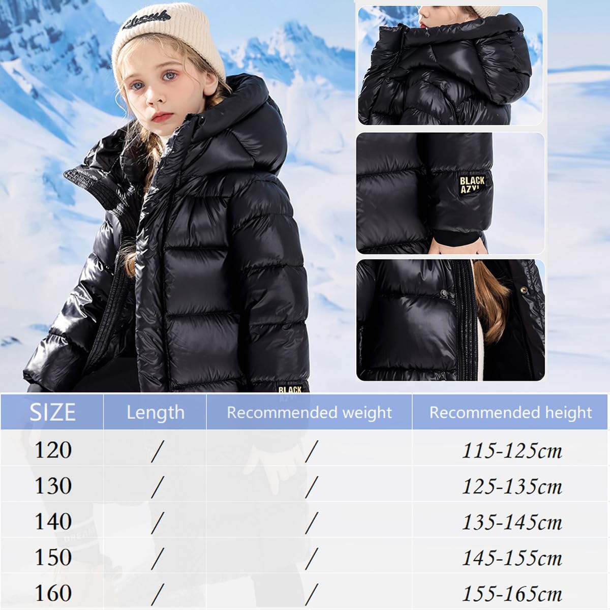 Winterjacke Atmungsaktiv Verdickt Mädchen Mantel Warm Winddicht Outdoorjacke Mittel- bis Langes Kindermäntel mit Fellkapuze Parka