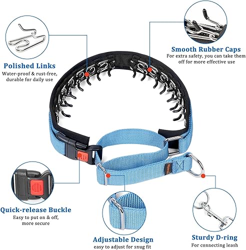 Miniatura 3 de Mayerzon Collar de perro sin tirones, collar de martingala para perros pequeños, medianos y grandes, collar antitirones con hebilla y nailon