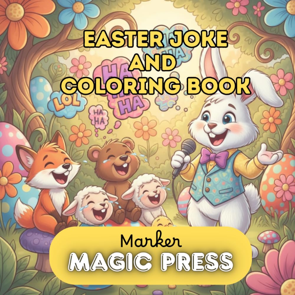 Easter Coloring Book & Joke Book for Kids: 30 Funny Easter Jokes, Riddles and Coloring Pages | Bunny, Chick & Egg Designs | Easter Basket Stuffer Activity Book for Kids Ages 5-10