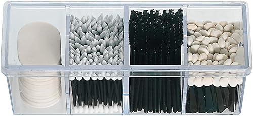 Organizador y almacenamiento de maquillaje de 4 compartimentos almacenamiento multifuncional transparente para armario de baño con 4 bandejas y tapa