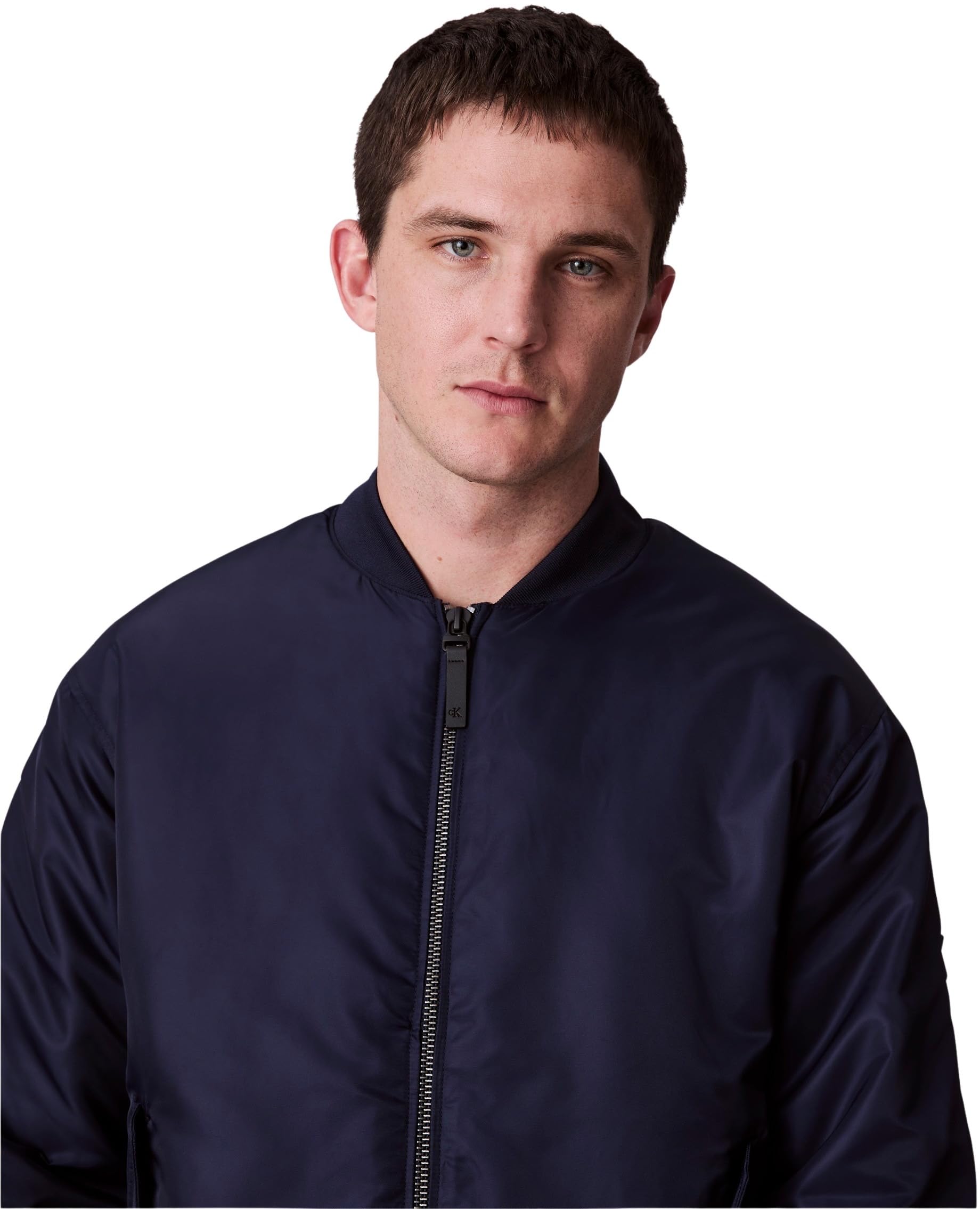 Calvin Klein Jeans Kurtka męska LS NYLON BOMBER LV04RC526G, niebieska (Dark Sapphire), L, Niebieski (ciemny szafir), L