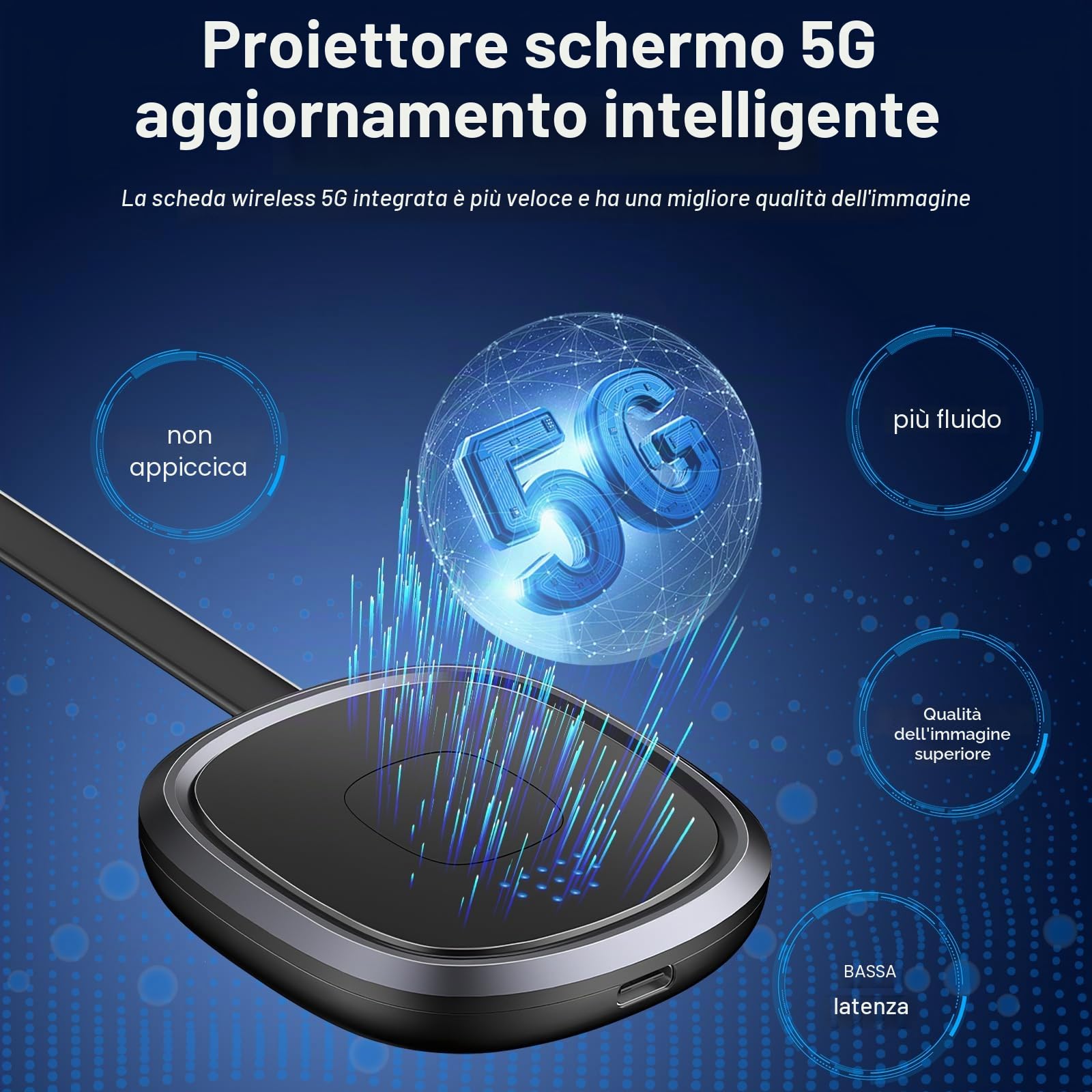 OBEST Wireless WiFi Display Dongle 4K,Adattatore Display HDMI,Dispositivo su Schermo WiFi HD 2.4G, Ricevitore di Streaming Video per Android/iOS/Windows/Mac/TV/Monitor/Proiettore 5G