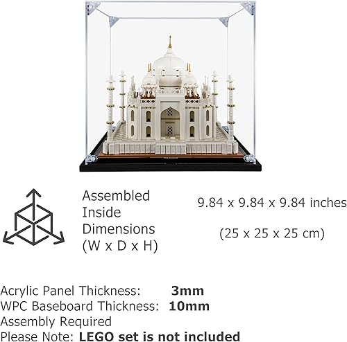 Miniatura 6 de SONGLECTION Vitrina acrílica compatible con Lego Taj Mahal #21056, vitrina a prueba de polvo (solo funda) (juegos de Lego no incluidos)
