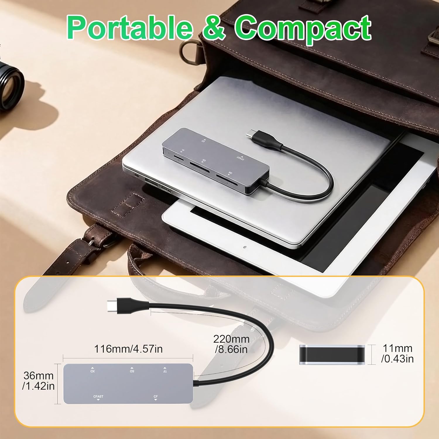CFast Card Reader, USB C CFast 2.0 Card Reader 5Gbps 5-in-1 Memory Card Reader for CF/SD/Micro SD(TF)/XD Cards, Simultaneous Read & Write 5 Cards, Individual LED – for SanDisk, Lexar, Transcend Card