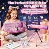 Telescopio para Niñas, 50mm 100x Telescopio Rosa y Púrpura con Calcomanías de Unicornio | Telescopio para principiantes con trípode y calcomanías DIY de unicornio, diseñado para aprendizaje STEM y exploración astronómica. 3