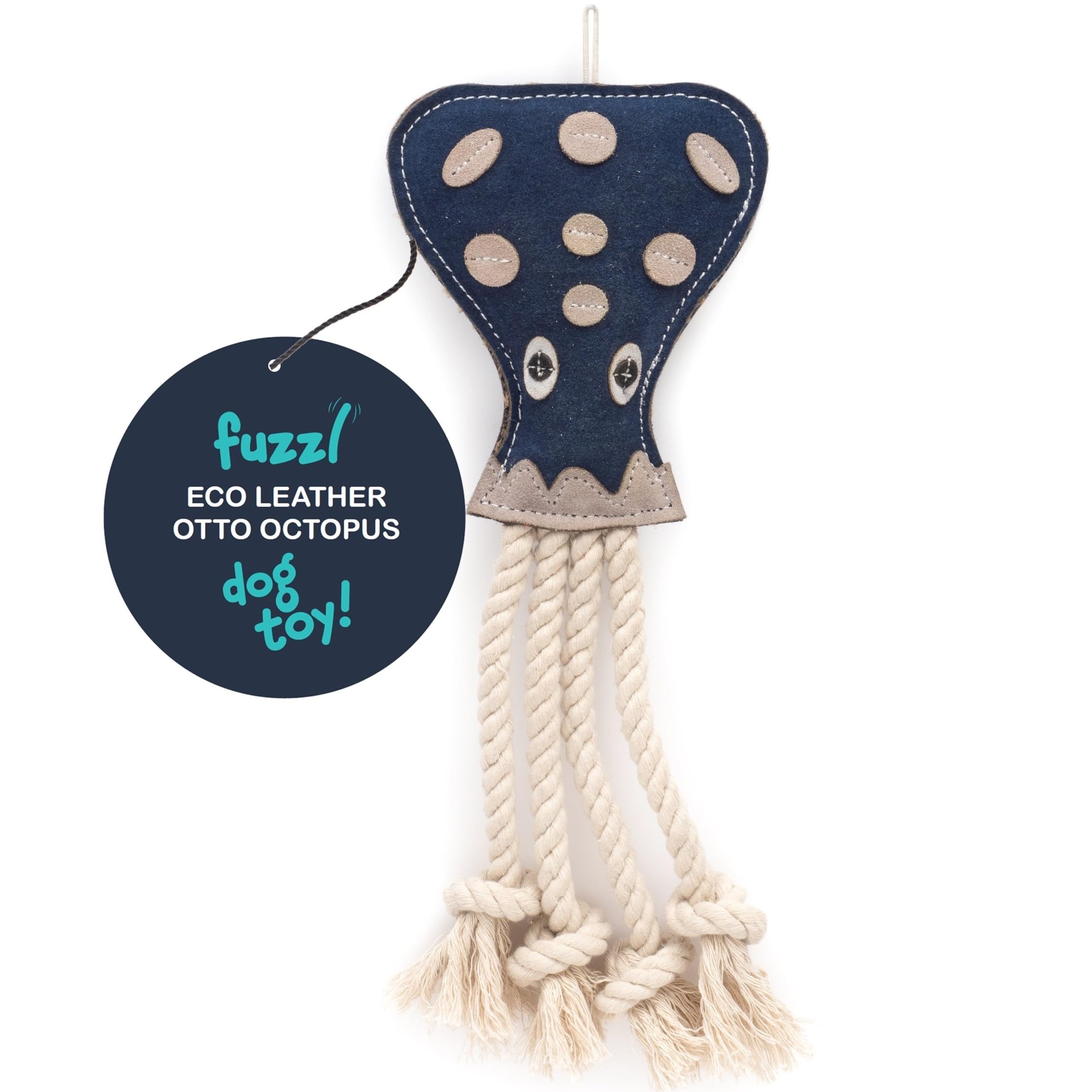 Fuzzl Eco Leather Otto Octopus Dog Toy - Durable Double Stitched Chew Toy with Natural Jute Filling & Cotton Lining - Eco-Friendly Interactive Toy with Rope Tentacles for Fetch, Play & Teeth Cleaning — image 1