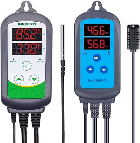 Inkbird Controlador de temperatura ITC-308 con paquete de controlador de humedad IHC-200