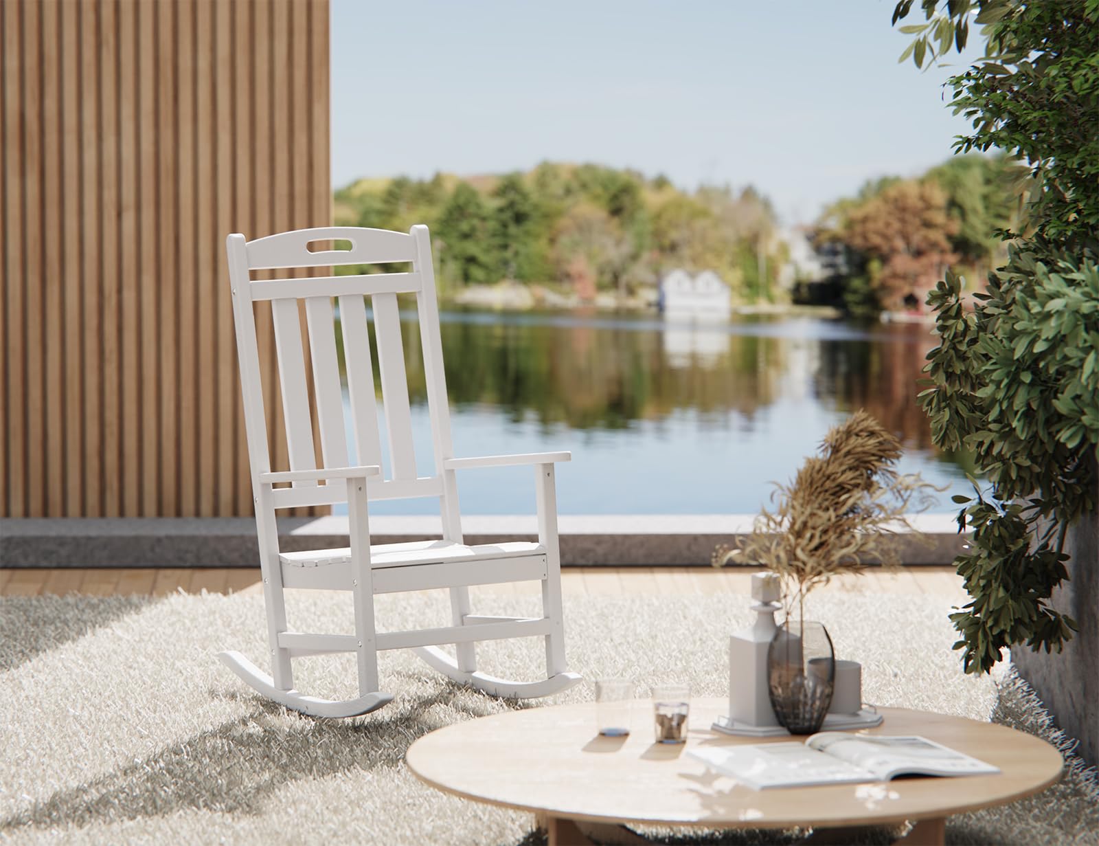 Snapklik.com : Outdoor Rocking Chair, High Back HDPE Patio Chair, All ...