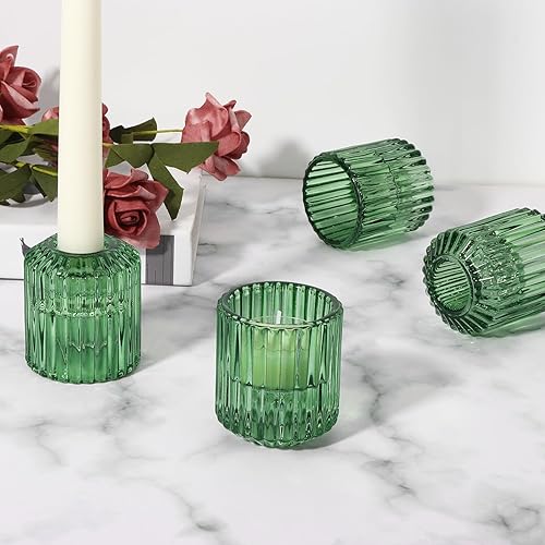 Portavelas de cristal, 6 piezas (verde)