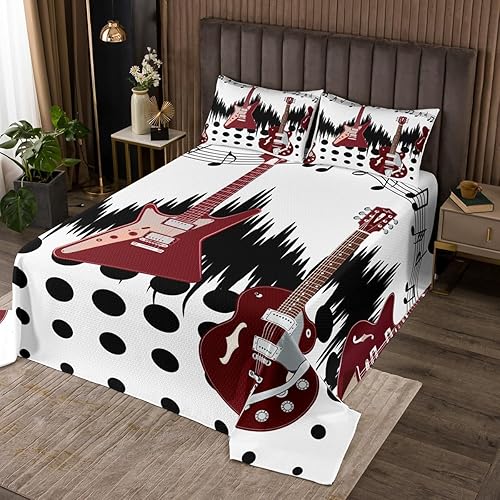 Miniatura 19 de Juego de edredón abstracto con cinta musical retro, tamaño individual, diseño vintage de radios de los años 80, juego de edredón de casete de audio