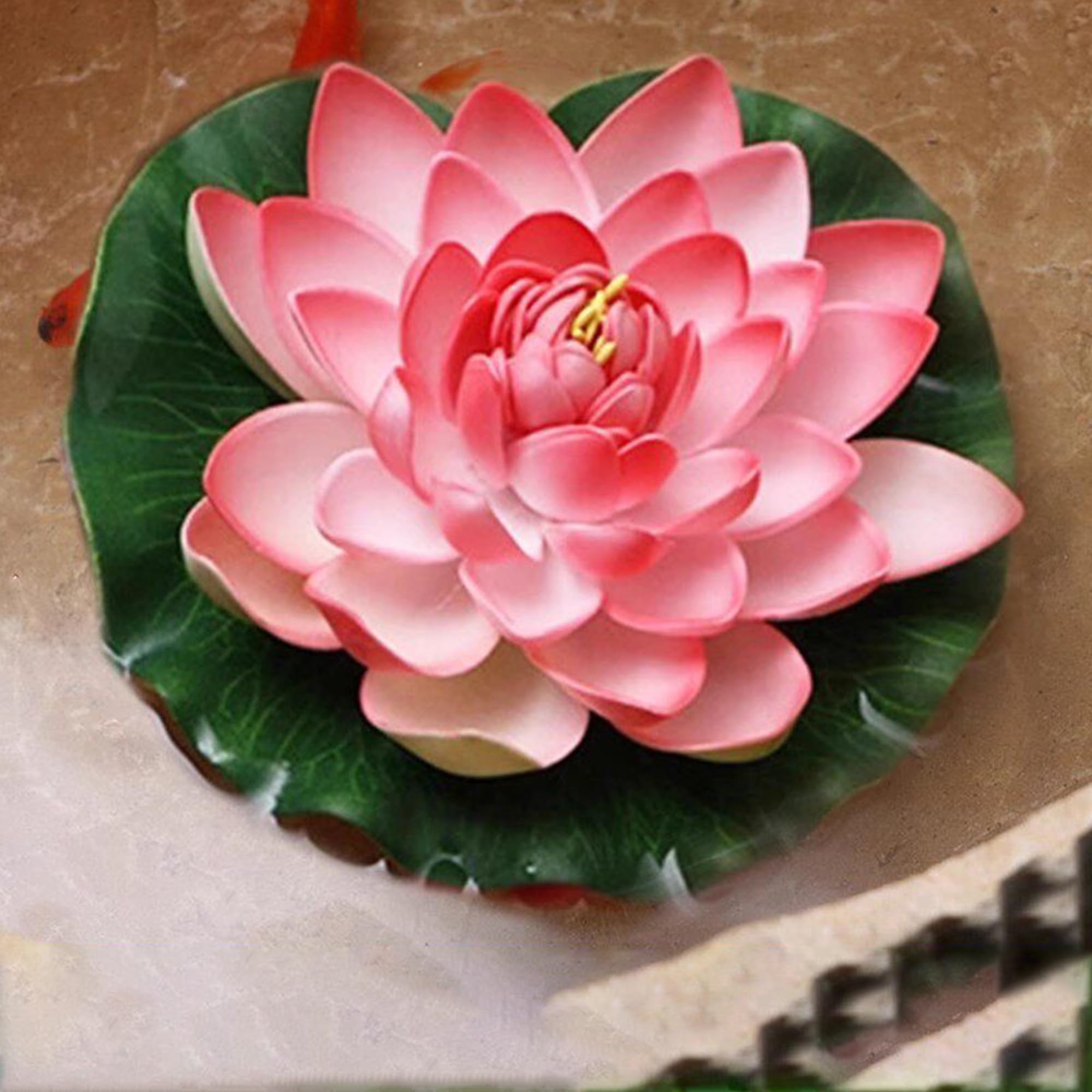 Fiore di loto artificiale galleggiante in schiuma con ninfea, piante da laghetto realistiche, tappetino galleggiante per stagno koi, casa, giardino, stagno