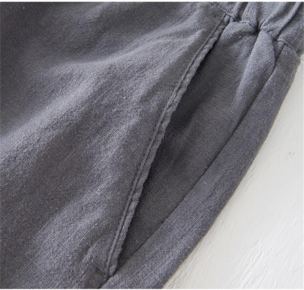 Cotton Linen Shorts Men's Loose Beach Holiday Casual Large Size Drawstring