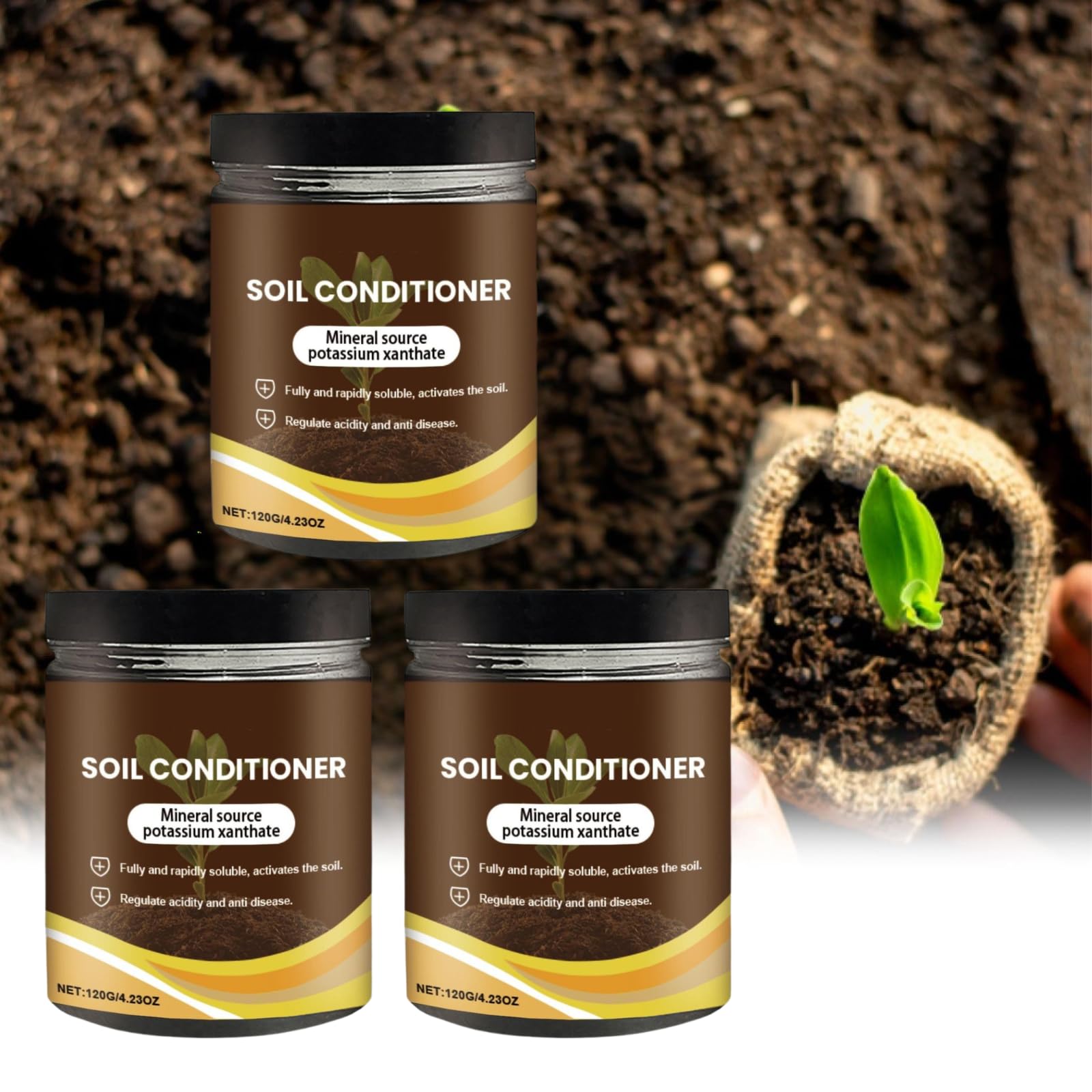 Soil Activator for Plants, 2026 New Soil Pro Activator, Organic Soil Conditioner and Plant Fertiliser, Water Soluble Formula for Rooting, Growth and Soil Health in Lawns, Pots and Garden Beds (3PCS)
