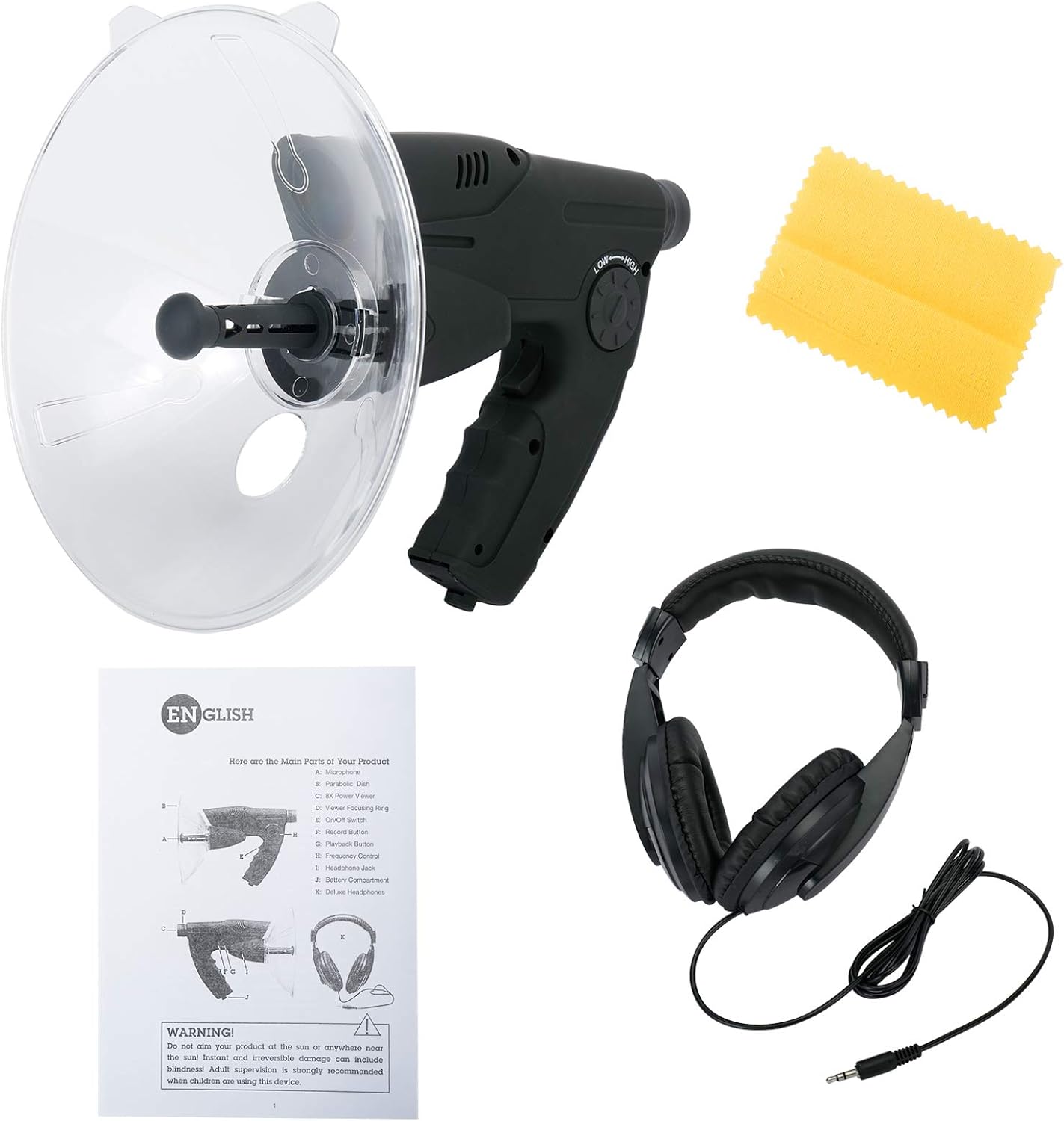 Bird Recording Observing Listening Device Scientific Nature Explorer Electronic Sound Amplifier Ear Bionic Birds Recording Watcher 8X Monocular Telescope with Headphone