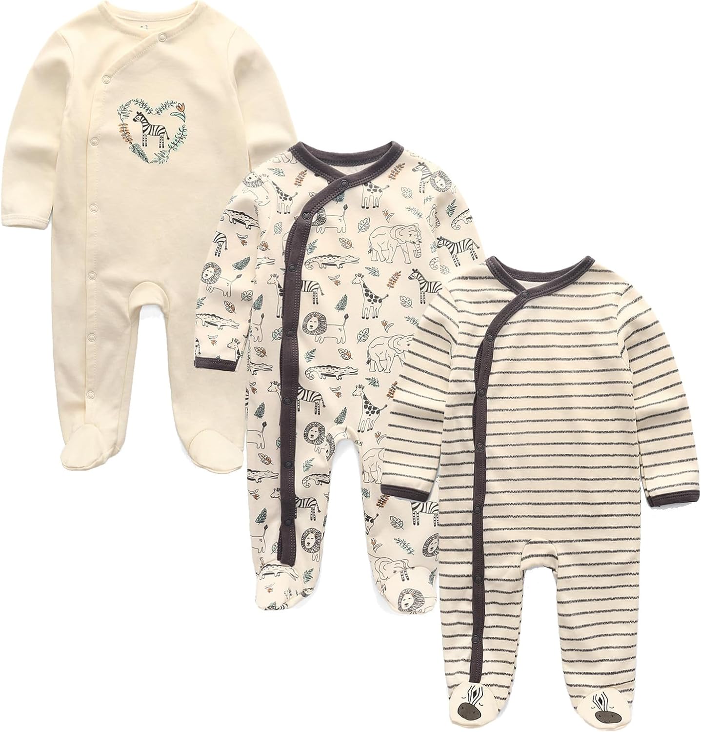 Baby Girls Boys Long Sleeve Printed Bodysuit Infant Foot Jumper Cotton One-Piece Romper 0-12 Months