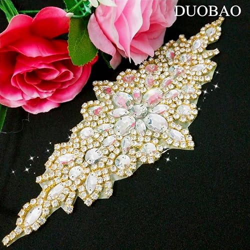 Vista 67 de DUOBAO Rhinestone Pearl Bead Applique Iridescent Rhinestones Appliques for Dresses Vintage Crystal Bridal Sash Wedding Dress Belt