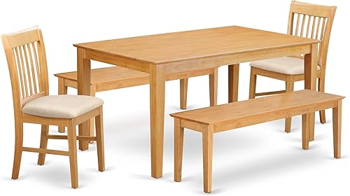 Miniatura 12 de East West Furniture CANO6C-MAH-W - Juego de mesa de comedor de 6 piezas contiene una mesa de cocina rectangular y 4 sillas de comedor con banco, 36