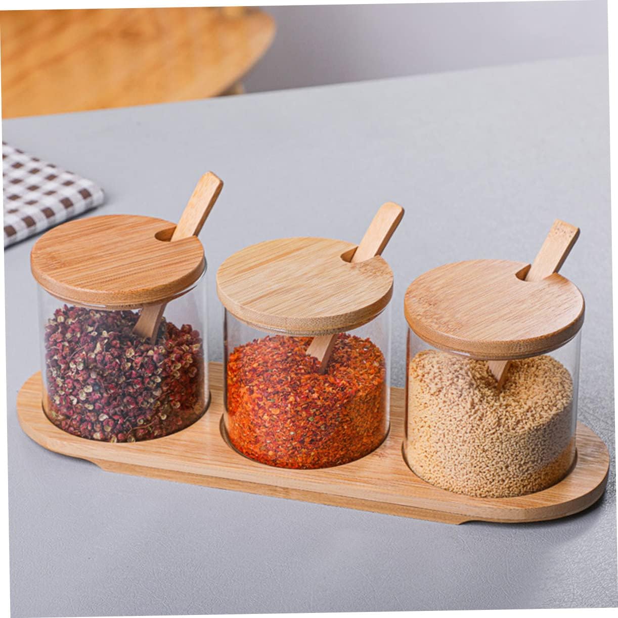 Elegant Kitchen Seasoning Jar Combination Condiment Canisters Glass Spice Storage Pots for Home Dining Restaurant