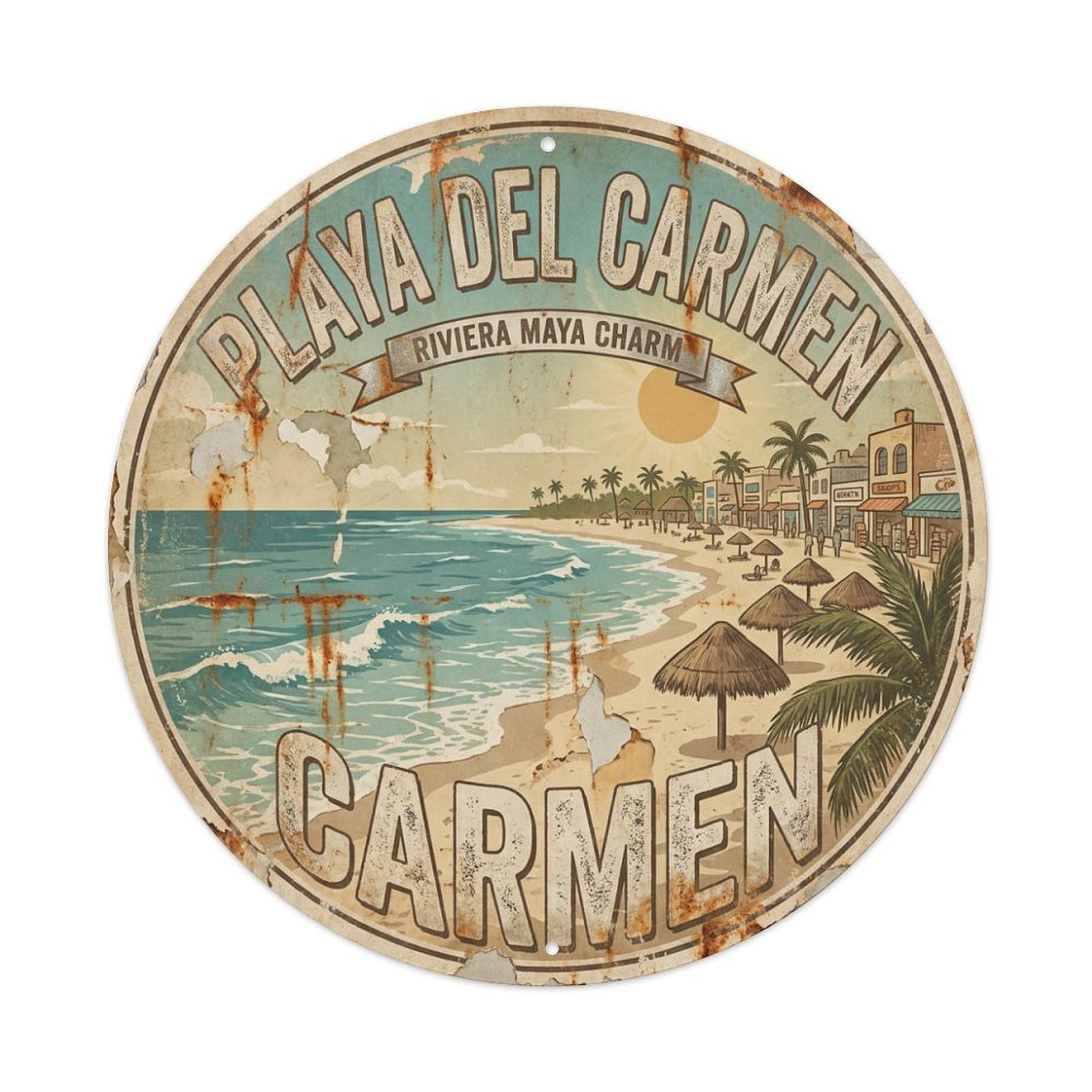 Mexico Vintage Travel Playa Del Carmen Metal Tin Sign