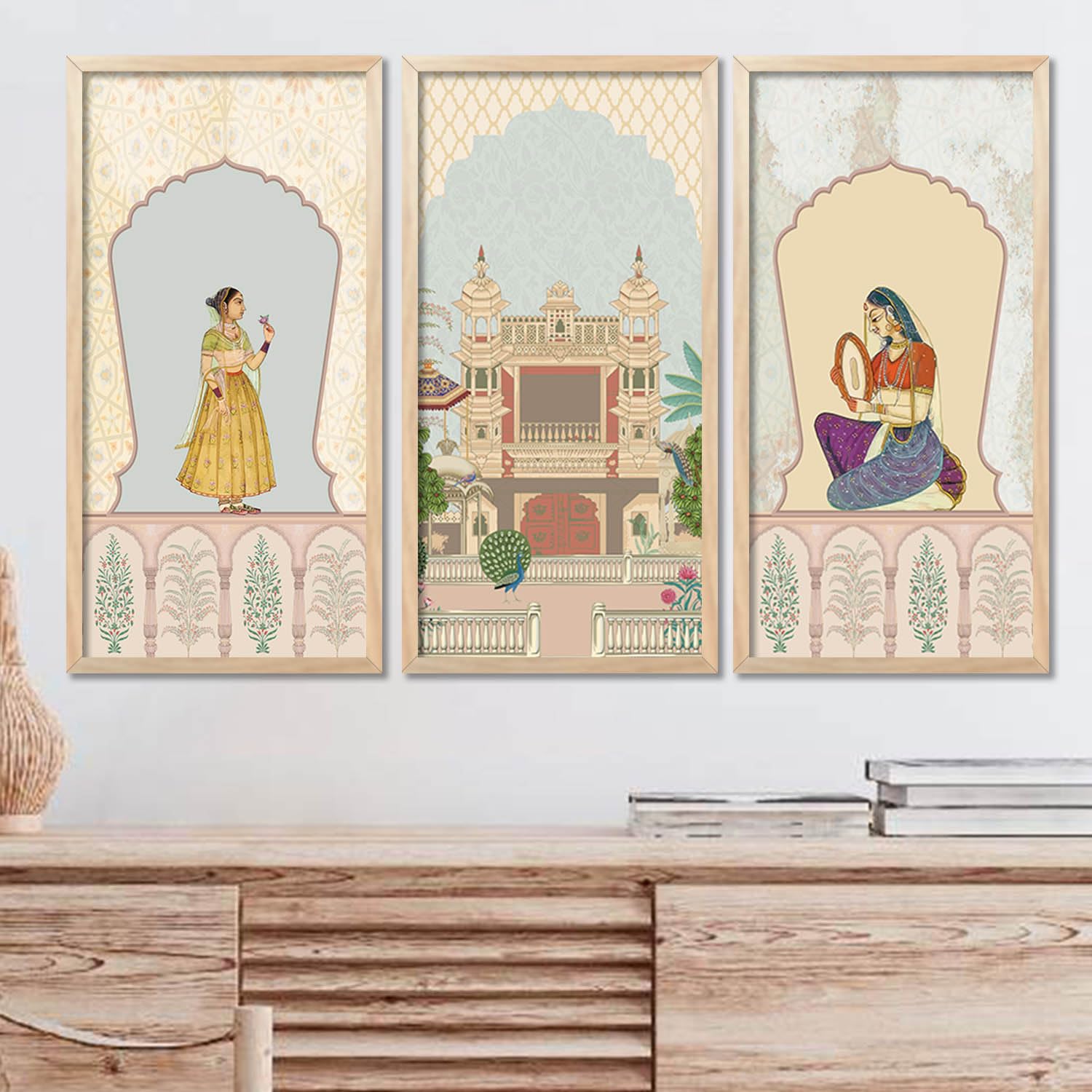 walllane Painting for Home Decoration |Traditional Indian Art Pichwai Wall Décor Paintings | Traditional Indian Art Pichwai Wall Décor Paintings Set of 3 (10x19 inch, B) (B0D47H4TYB) Amazon Price History, Amazon Price Tracker