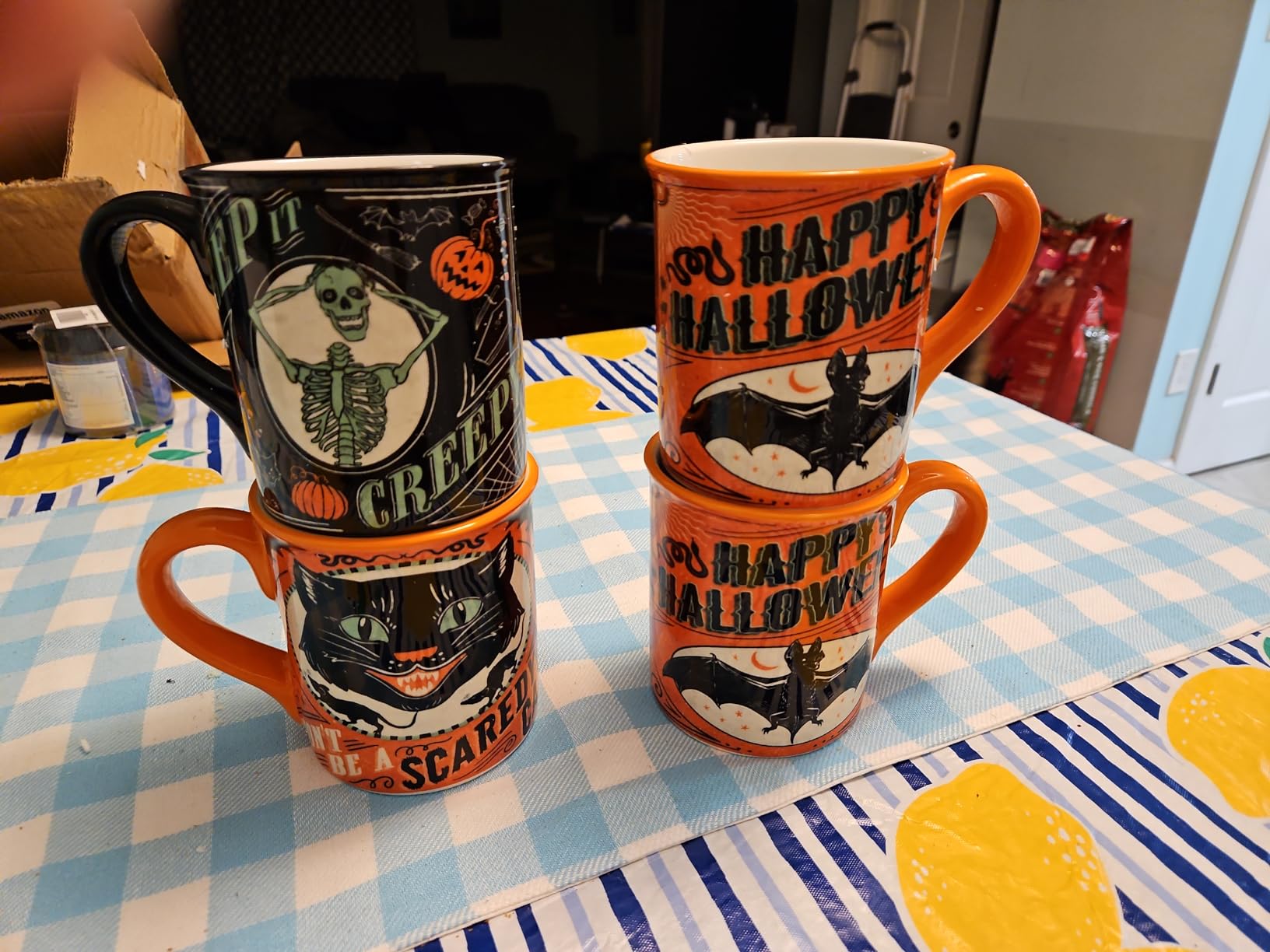 Spooky Halloween Dinnerware Sets for Festive Meals 4 Halloween mugs set of 4 ceramic coffee cups with vintage trick or treat designs