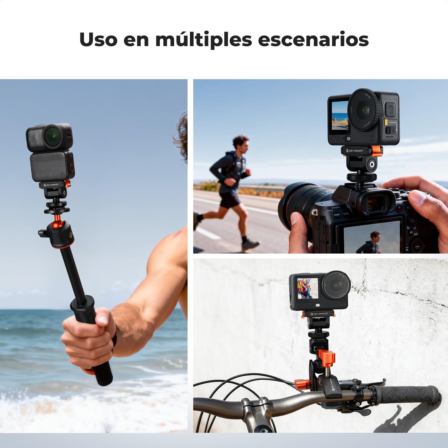 K&F CONCEPT Soporte de Zapata Fría Compatible con dji Osmo Pocket 3/Nano/Osmo Action 6, Adaptador Magnético Rápido para Cámara de Acción, Conector Zapata Caliente 1/4"