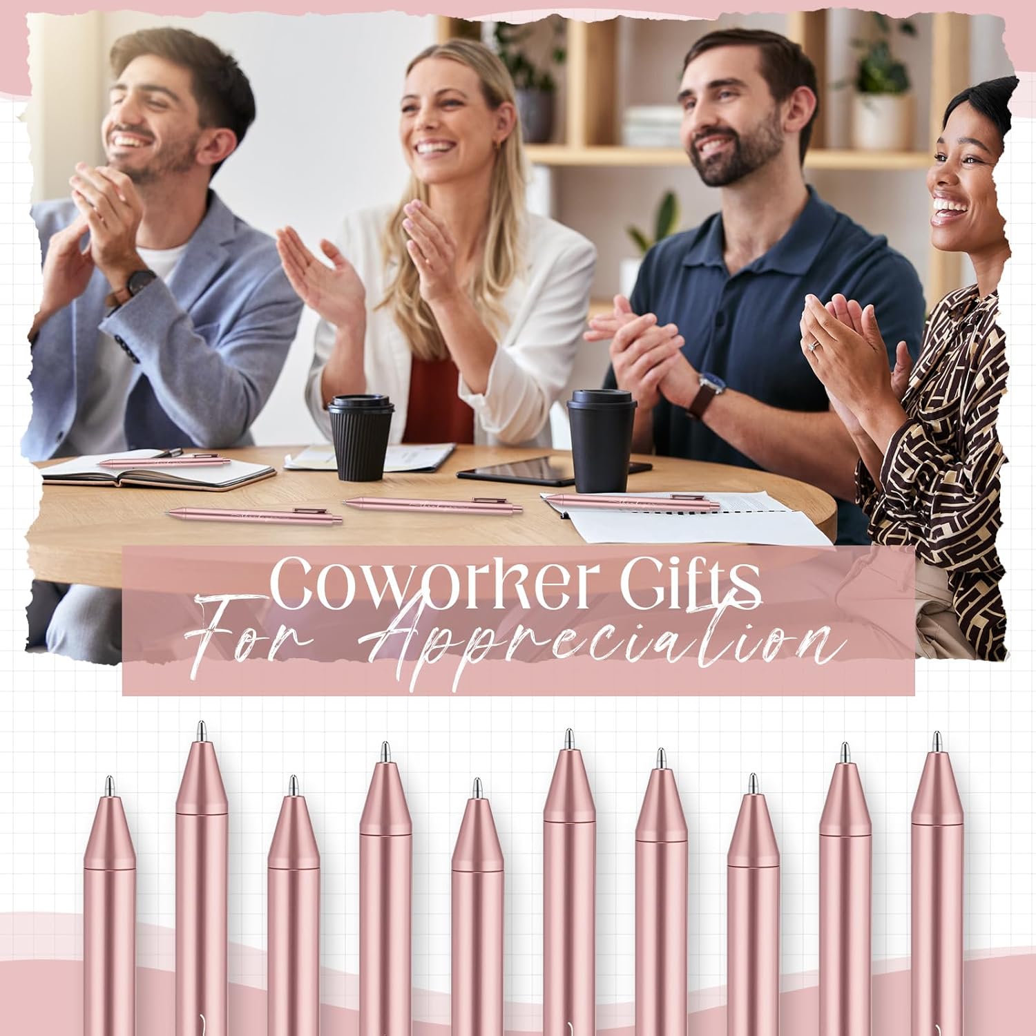 100pcs Thank You Pens Bulk Cute Multicolor Ballpoint Pen for Server Employee Appreciation Gifts for Social Worker Wedding Teacher Coworker Office Staff Team Nurse Baby Shower Party (Rose Gold)