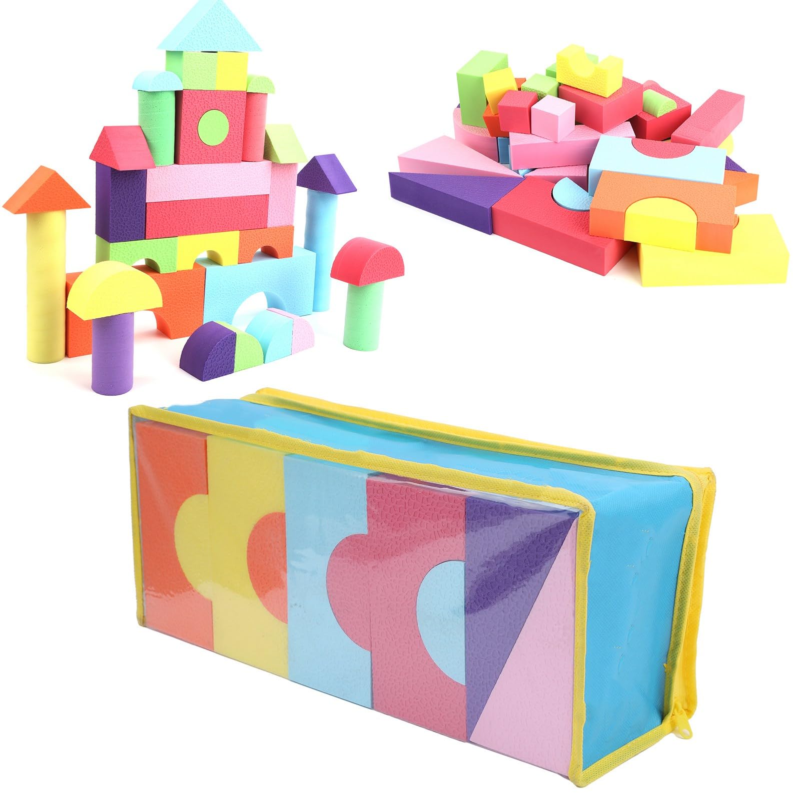 Blocchi di Costruzione in Schiuma EVA Giocattoli Educativi da Costruzione Impilabili Multicolori per Bambini S