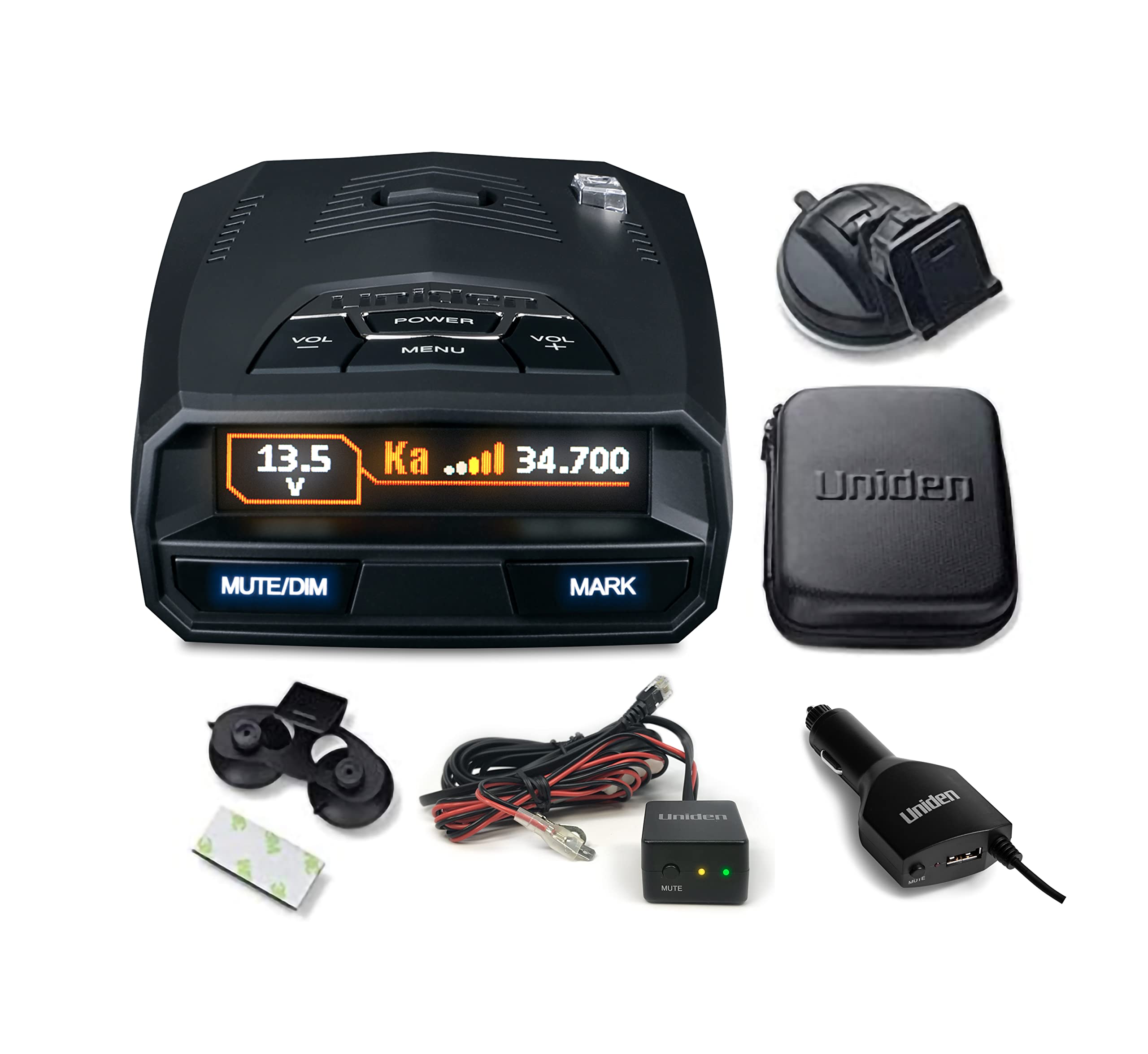 Bundle of Uniden R4w Extreme Long Range Laser/Radar Detector + Uniden Smart Hardwire Kit RDA-HDWKT with Mute Button and LED Alert.