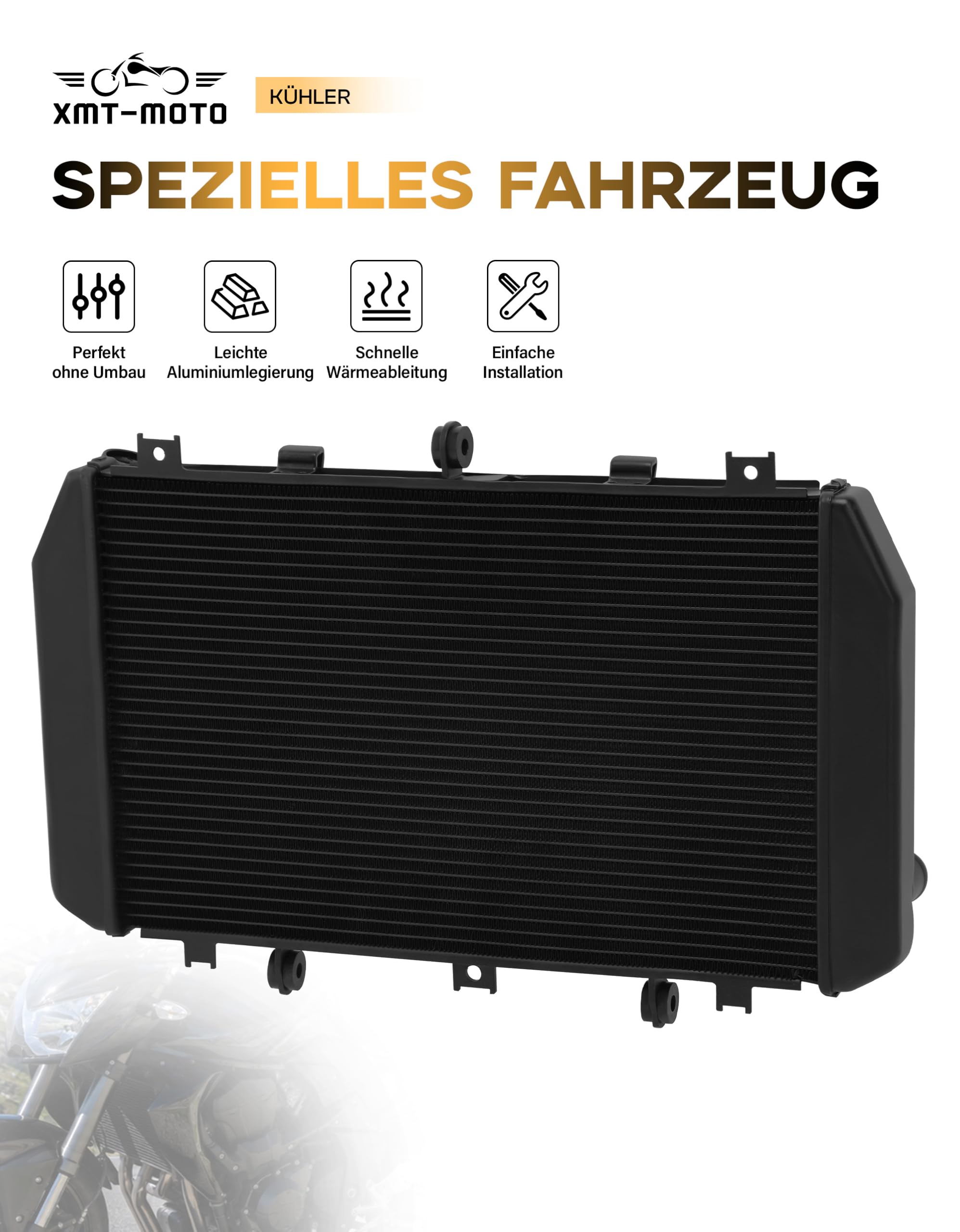 Refroidisseur de moto compatible avec Kawasaki Z750 2007-2010 Z800 2013-2016 Z1000 2007-2009