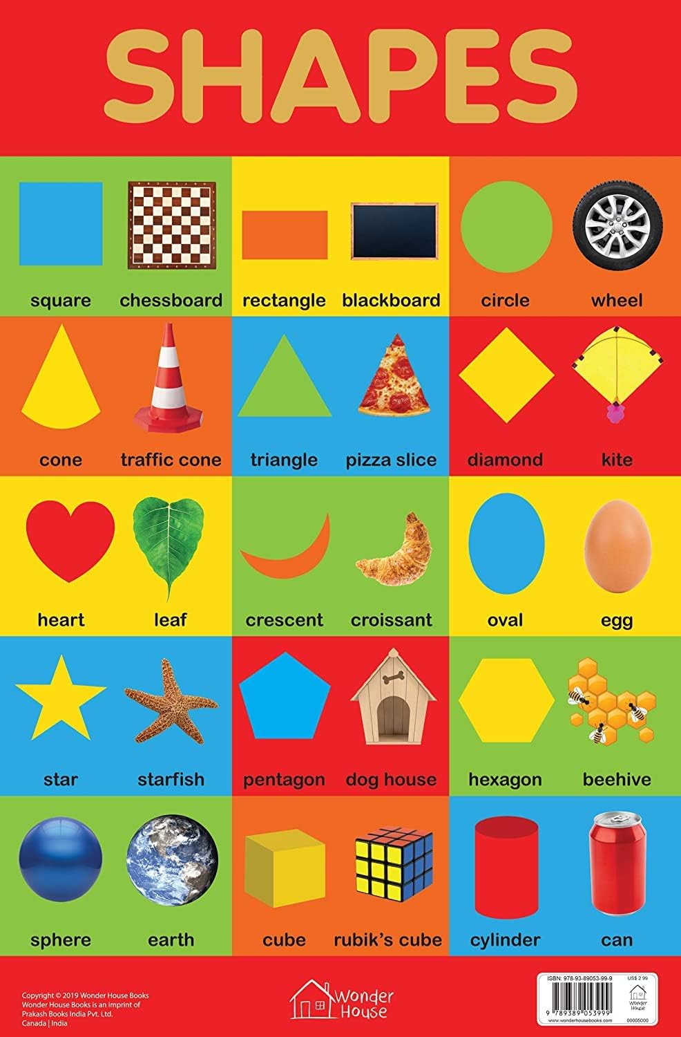 Shapes Chart - Early Learning Educational Chart For Kids: Perfect For Homeschooling, Kindergarten and Nursery Students (11.5 Inches X 17.5 Inches)