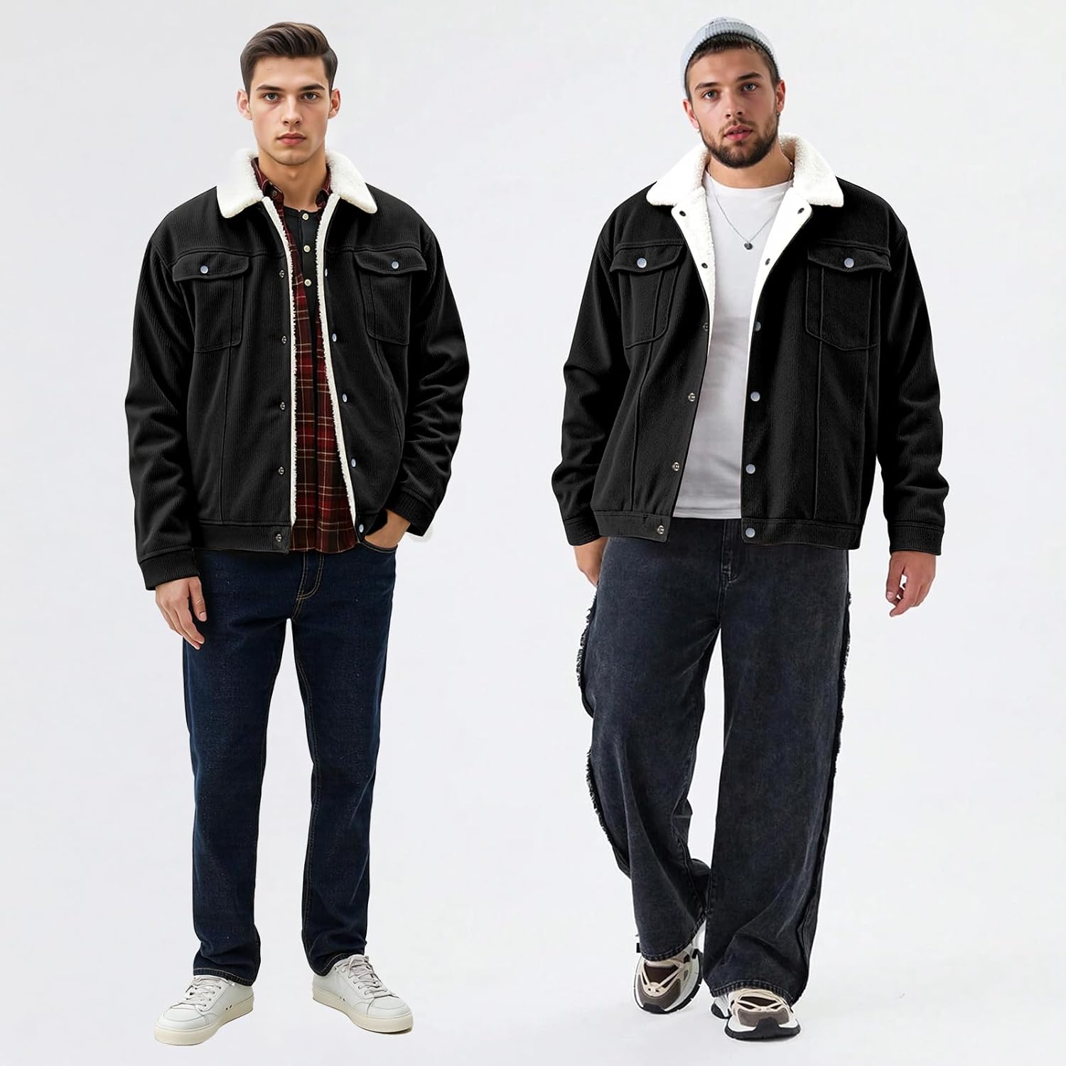 GINGTTO Mens Corduroy Jacket Fleece Lined Trucker Sherpa Winter Coat - Image 7