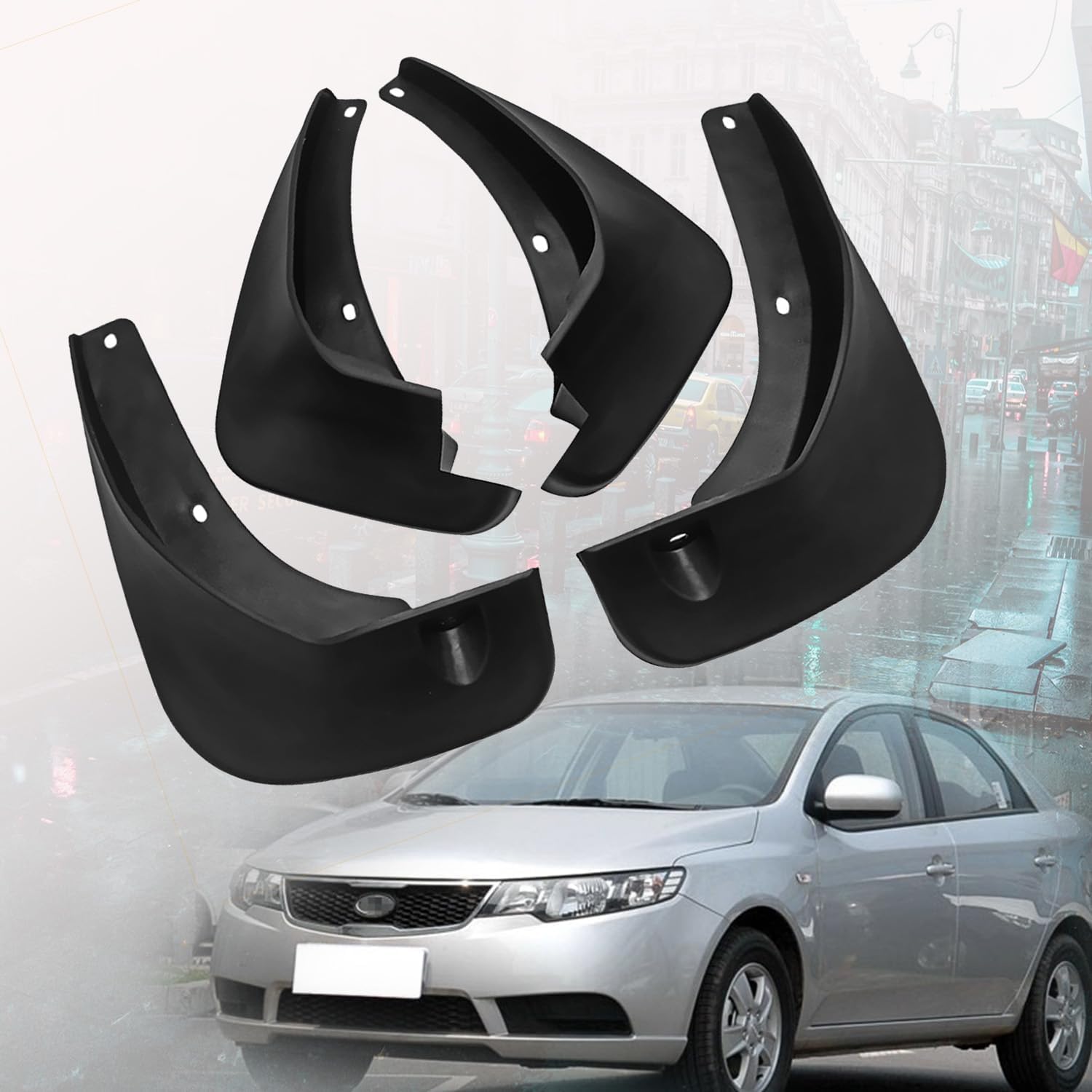 Fengxh Normal No-Drill Mudflaps For Kia Forte 2009-2013, Bolt-On Kit, Road Legal
