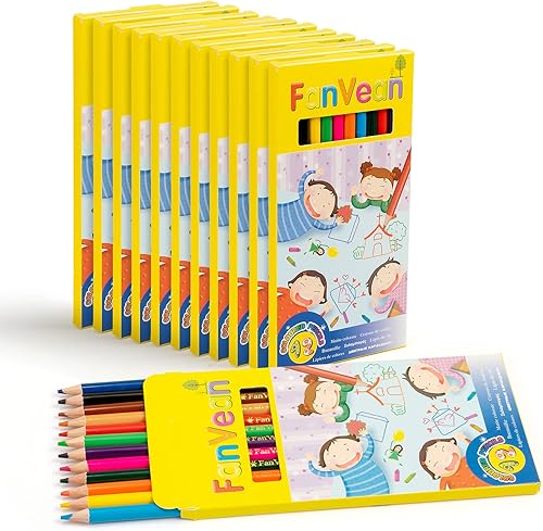 Miniatura 1 de FanVean Lápices de colores 12 lápices de colores preafilados juego de aula suministros escolares para niños