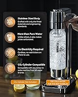 Vista 3 de MOKKOM Sparkling Water Maker, Soda Streaming Machine with 1L PET Carbonating Bottle, Carbonates Any Drink, Soda Maker Compatible with 60L CO2