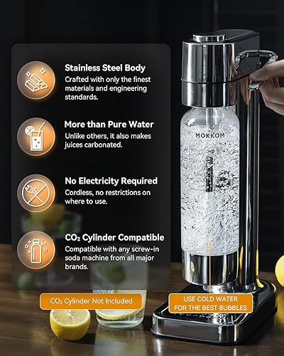 Miniatura 6 de MOKKOM Máquina de transmisión de soda para carbonatación con botella de carbonatación de 1L