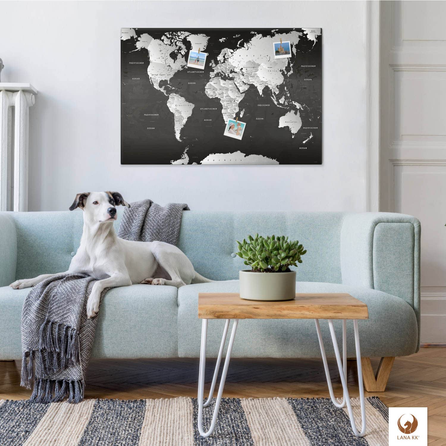 Pinnwand Weltkarte In Braun – XXL Leinwand-Kunstdruck 150x100 Cm Mit Korkrückwand & Starter-Set