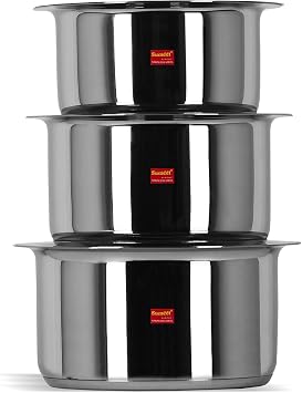 Sumeet Stainless Steel Cookware Set With Lid, 1 Liter To 1.7 L, 3 Piece Steel