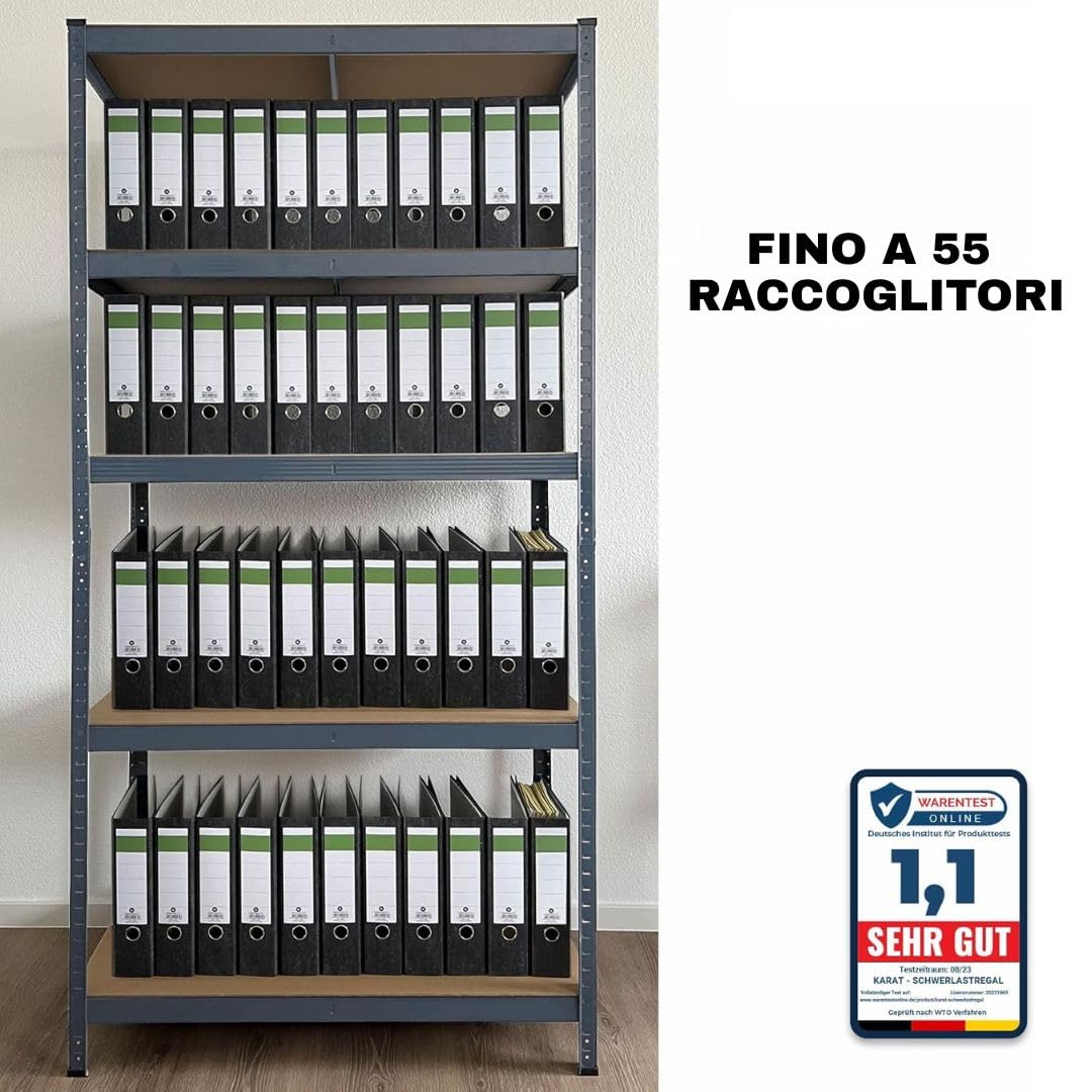 etm Scaffalatura per carichi pesanti, garage, cantina, officina, scaffalatura per magazzino, cantina, elevata portata e ripiani regolabili (grigio antracite, 180 x 120 x 45 cm)
