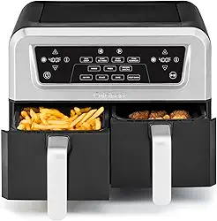 Cuisinart ADZ-085 Frigideira de ar de cesta dupla, preto e prateado, de 8,5 quartos