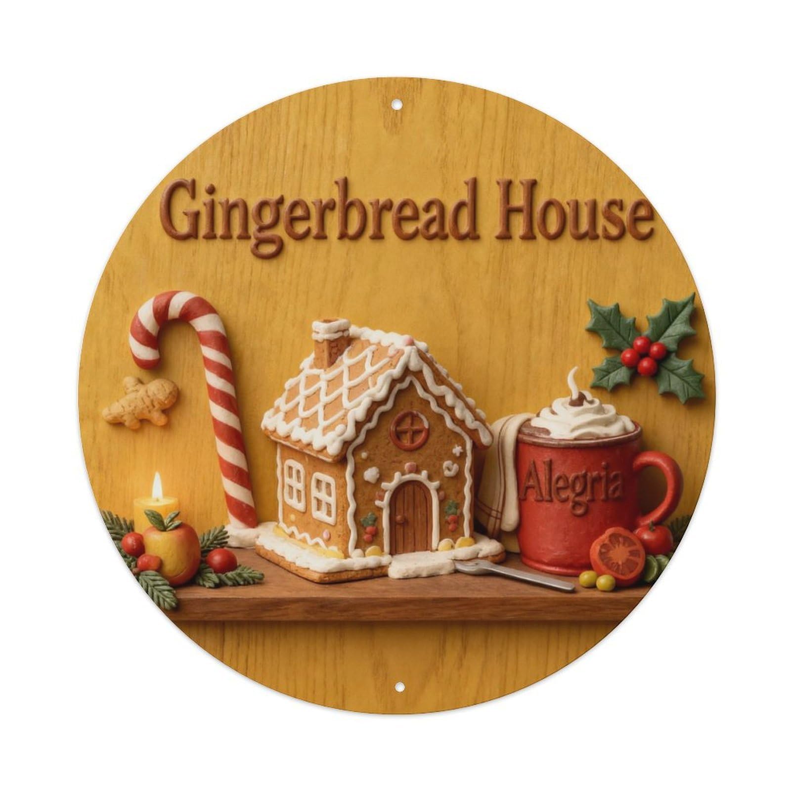 Gingerbread Xmas Plaque Metal Tin Sign Plaque