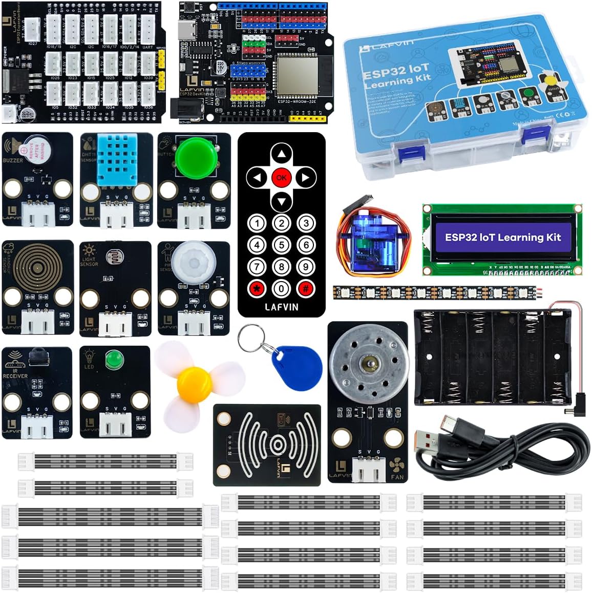 LAFVIN ESP32 IoT Learning Kit with ESP32 DevKit, RFID Module, LCD1602 Display, Detailed Tutorials, Compatible with Arduino IDE